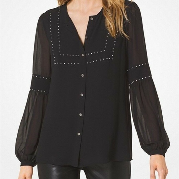 Michael Kors Studded Georgette Blouse - Picture 1 of 1